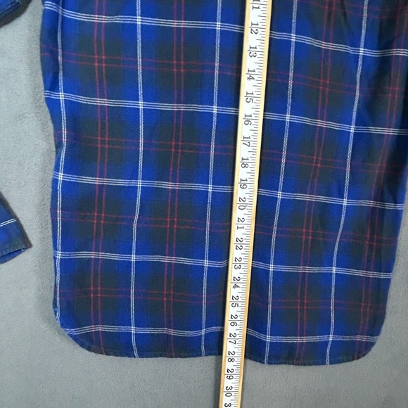 Vintage Levis Shirt Mens S Blue Plaid Flannel Long Sleeve Button Up Shirt - Picture 12 of 13